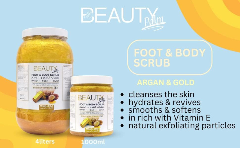 Beauty Palm Argan & Gold Foot and Body Scrub, 4 Liter