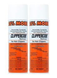 Clippercide 5-in-1 Formula Spray for Hair Clippers, 2 x 15oz, White/Orange