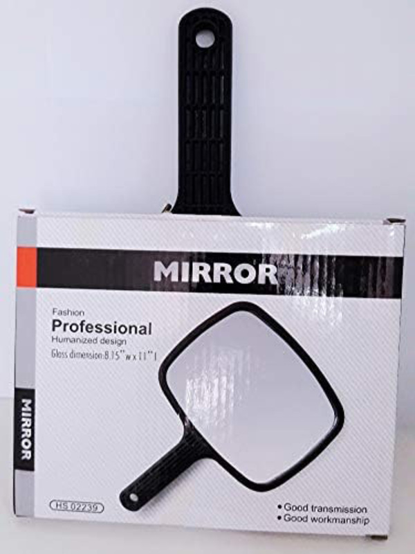 Global Star Fashion Square with Handle Face Mirror, Black