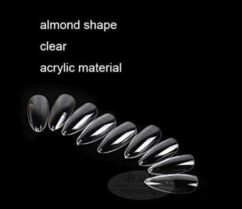 Pretty Woman Almond Shape Nail Extension Tips, 100 Pieces, Clear