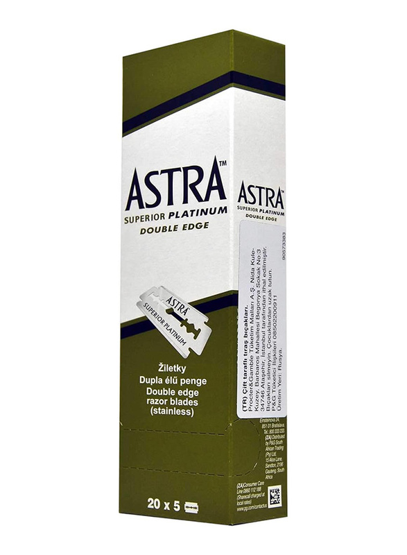 Astra Superior Platinum Double Edge Safety Razor Blade, 100-Pieces