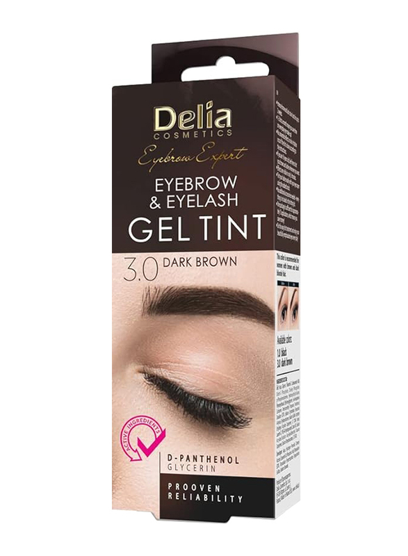 Delia Cosmetics Eyebrow & Eyelashes Tint, 3.0 Dark Brown, Brown