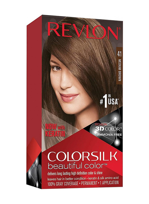 Revlon Coloursilk Hair Colour, Pack of 2, 41 Medium Brown