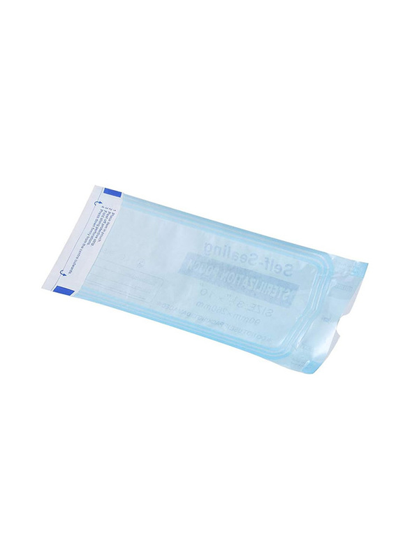 Walmeck 200-Piece 260 x 90mm Self Sealing Sterilization Pouch Medical Grade Paper Disposable Bag, White Blue