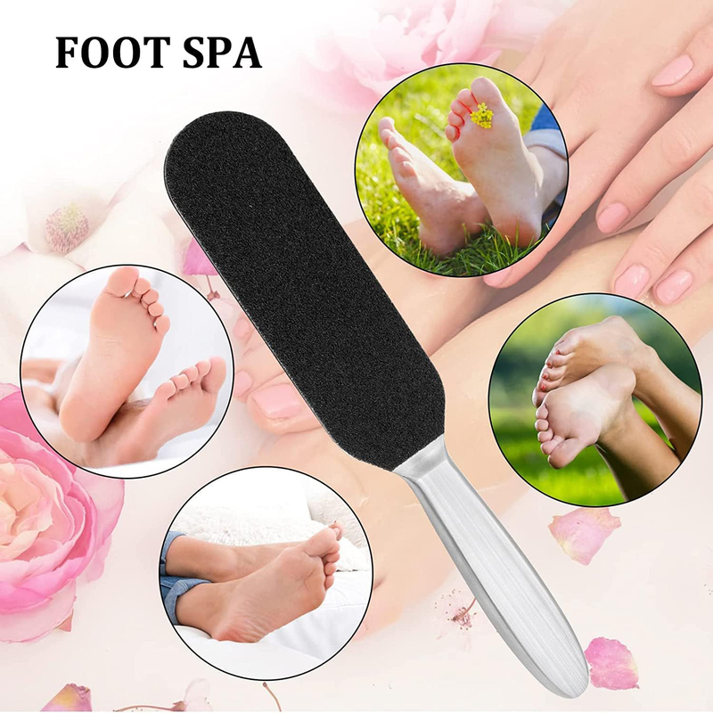 Chefkit Double Sided Stainless Steel Foot Scrubber Callus Remover Foot File, Black/Silver