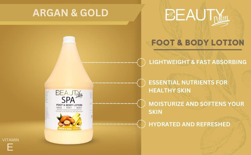 Beauty Palm Argan & Gold Foot and Body Moisturiser Lotion, 3.78 Liter