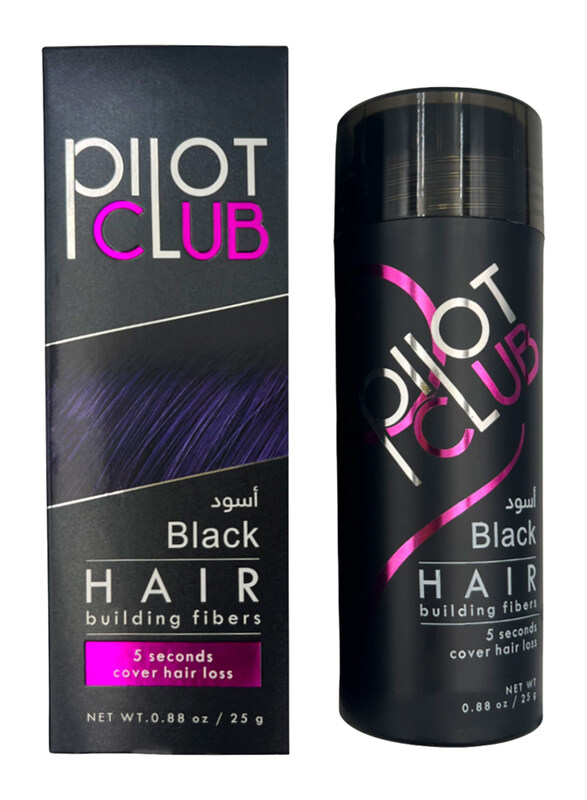 

Pilot Club Hair Building Fibers in 5 Seconds Cover Hair Loss, Black, 25gm
