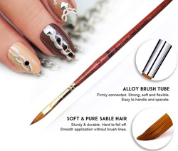 Wooden Handle Acrylic Nail Brush for Acrylic Powder Manicure Pedicure Application NO.12, Brown
