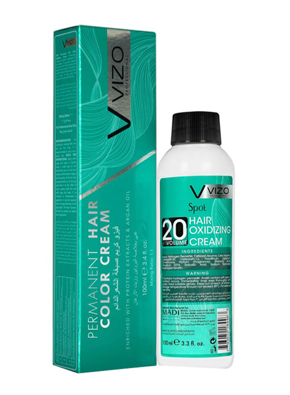 

Vizo Professional Permanent Hair Colour Cream with 20 Volume Oxidizing 100ml, 2 Pieces, 3 Dark Brown