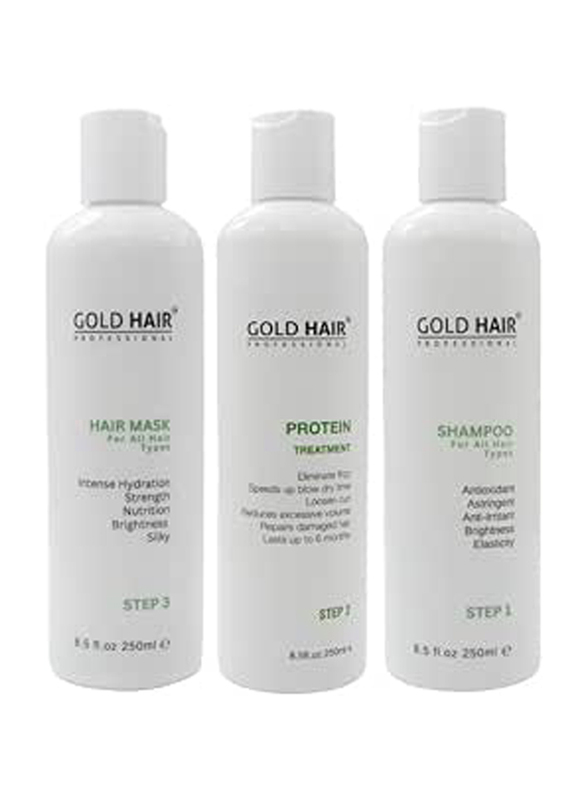 Gold Hair Professional Protein Treatment Set, 3 x 250ml