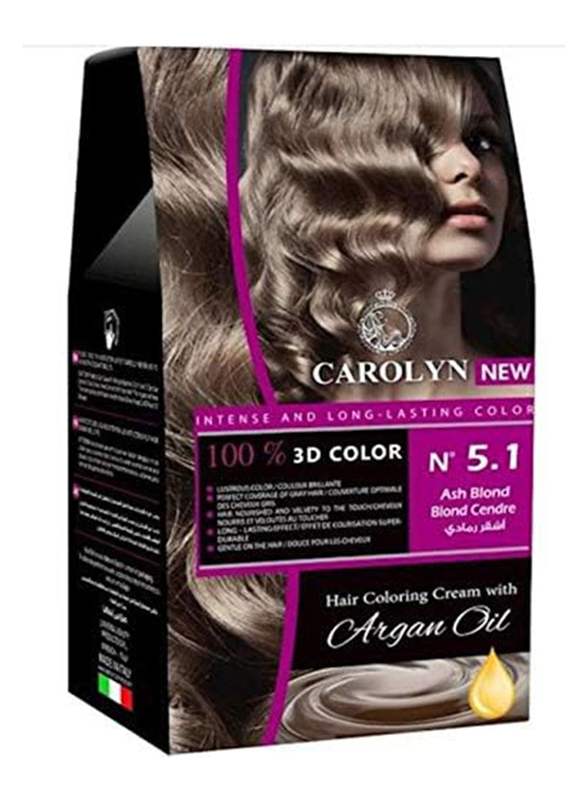 Carolyn Hair Colour with Argan Oil, Pack of 1, 5.1 Ash Blonde