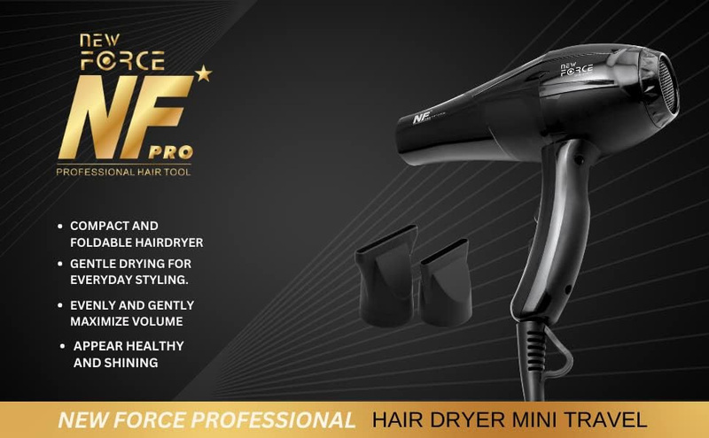 New Force Professional Hair Dryer NF Pro 12000 For Professional and Home Care Hair Drying, Black