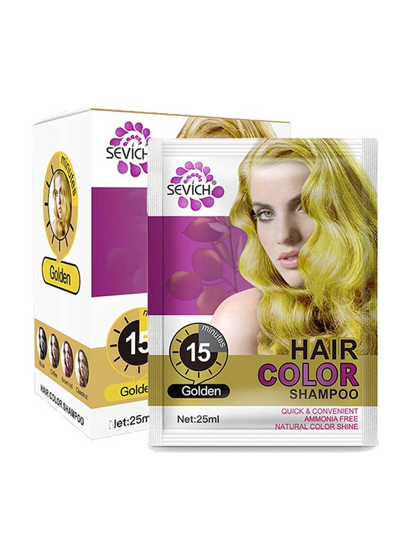 Sevich 15 Minutes Instantly Hair Colour Dye Shampoo, 25 ml, Gold