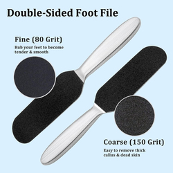 Chefkit Double Sided Stainless Steel Foot Scrubber Callus Remover Foot File, Black/Silver