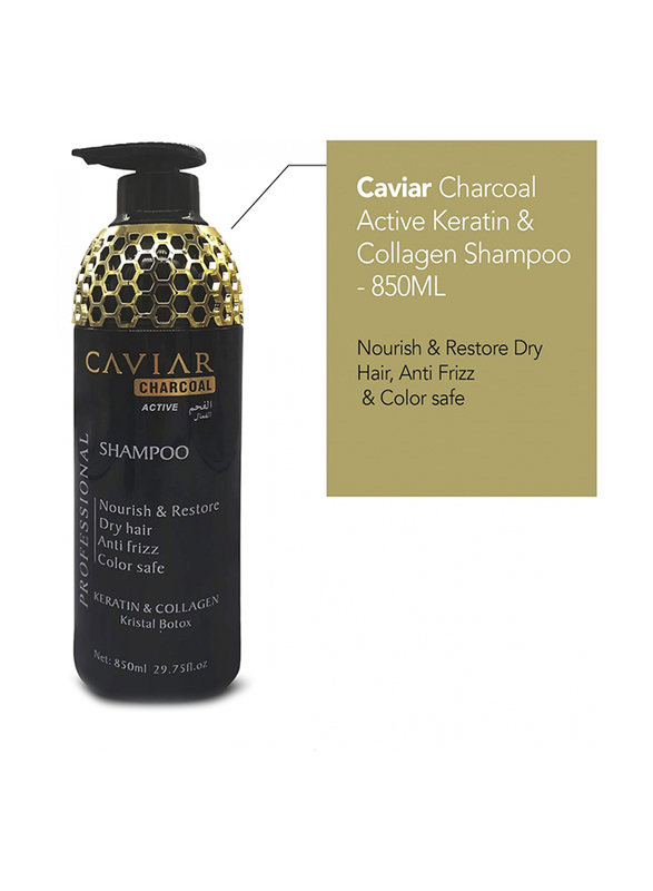 Caviar Charcoal Active Keratin & Collagen Shampoo Hair Care, 850 ml