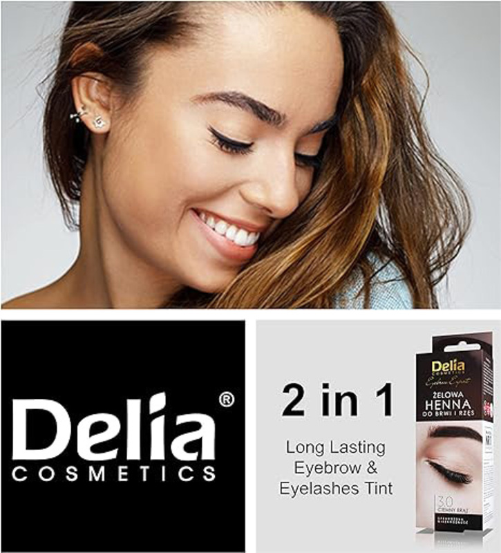 Delia Cosmetics Eyebrow & Eyelashes Tint, 3.0 Dark Brown, Brown