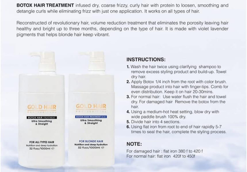 Gold Hair Professional Botox Hair Ultra Smoothing And Straightening Treatment for All Hair Types, 1000ml