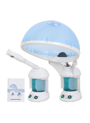 2 in 1 Salon Portable Mini Table Hair & Facial Steamer with Cap Bonnet Hood, Multicolour