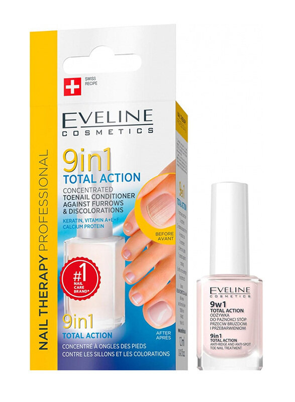 

Eveline 9-in-1 Total Action Anti-Ridge & Anti-Spot Toe Nail Therapy, Clear