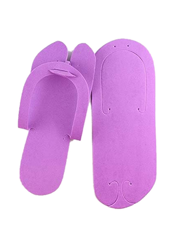 Texu Indoor Disposable Slippers Pedicure Salon holtel Travel Usage Foot Spas Soft Foam Flip Flops Women Slides, 12 Pieces, Purple