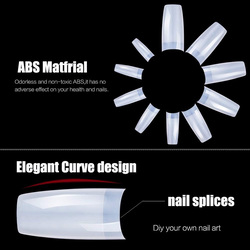 Amzandiniu French Style Fakes Acrylic False Nails Tip, 500 Pieces, White