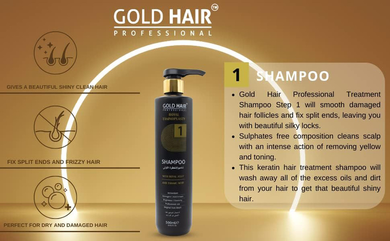 Gold Hair Professional Royal Taninoplasty Hair Treatment Shampoo, 500ml