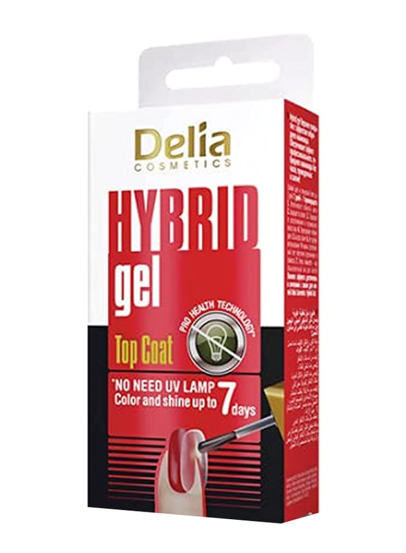 Delia Cosmetics Hybrid Gel Top Coat, 11ml, Clear