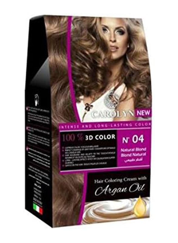Carolyn 3D Hair Colouring Cream with Argan Oil, Pack of 1, 4 Natural Blonde