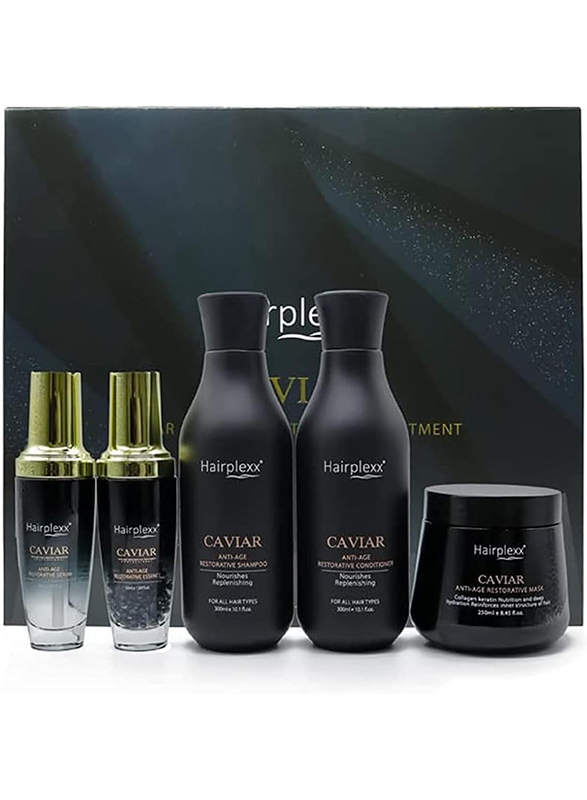 Hairplexx Luxury Caviar Hair Treatment Kit for All Hair Types, 5 Pieces