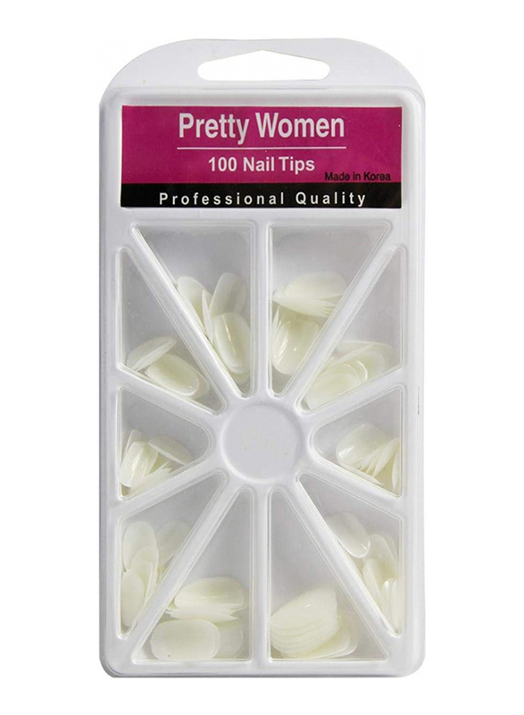 Pretty Woman A-100N/Tr-13 Nail Tips Korea, 100 Pieces, White