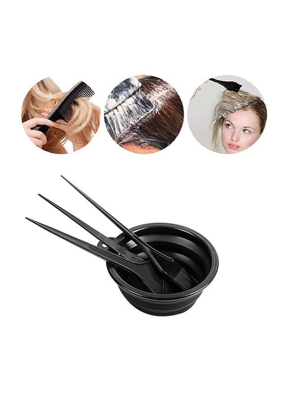 Moonmini Hair Dye Color Brush & Bow, 4 Piece, Black