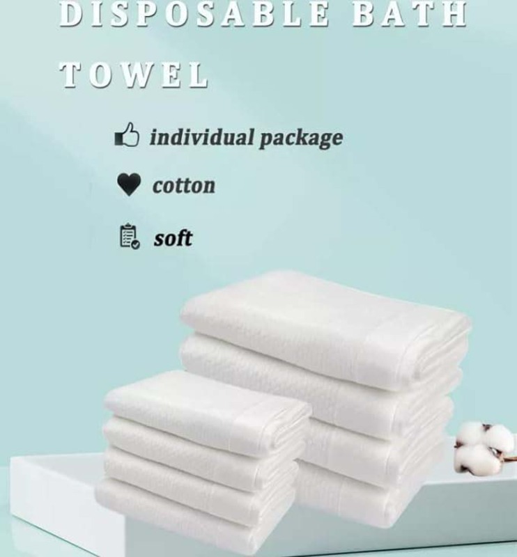 Viya Disposable Non Woven Cotton Disposable Bath Towel, 80 x 160cm, White