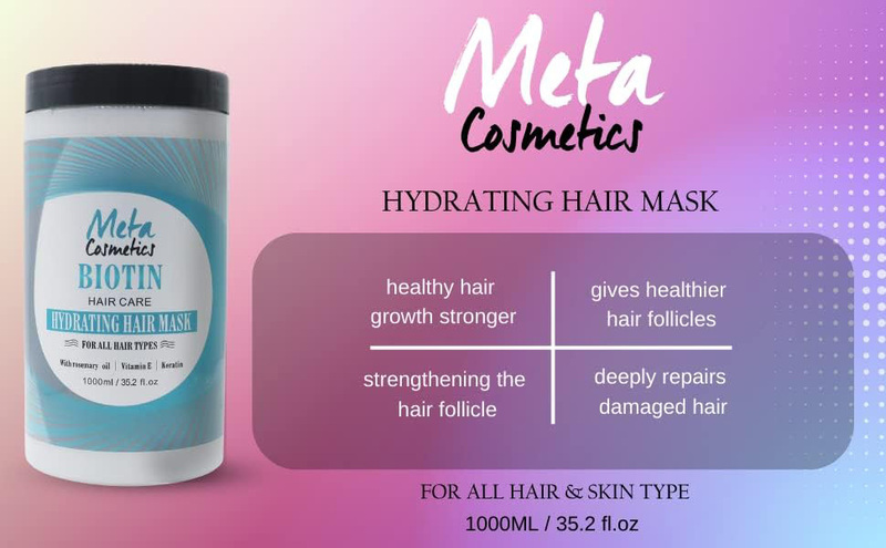 Meta Cosmetics Moisturizing Hair Mask with Biotin Deeply Moisturizes The Scalp, 1000ml