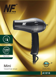 New Force Professional Mini Travel Hair Dryer, 1200W, Black