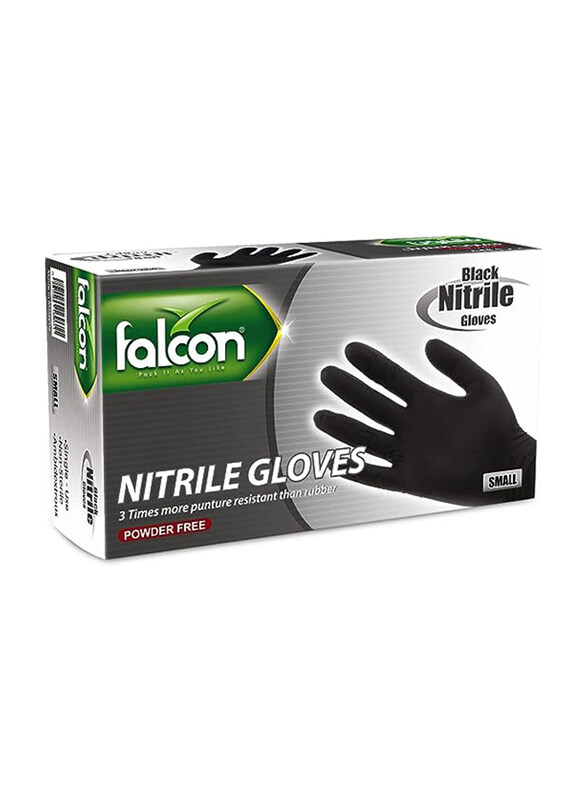 

Falcon Powder Free Nitrile Gloves, Small, Black