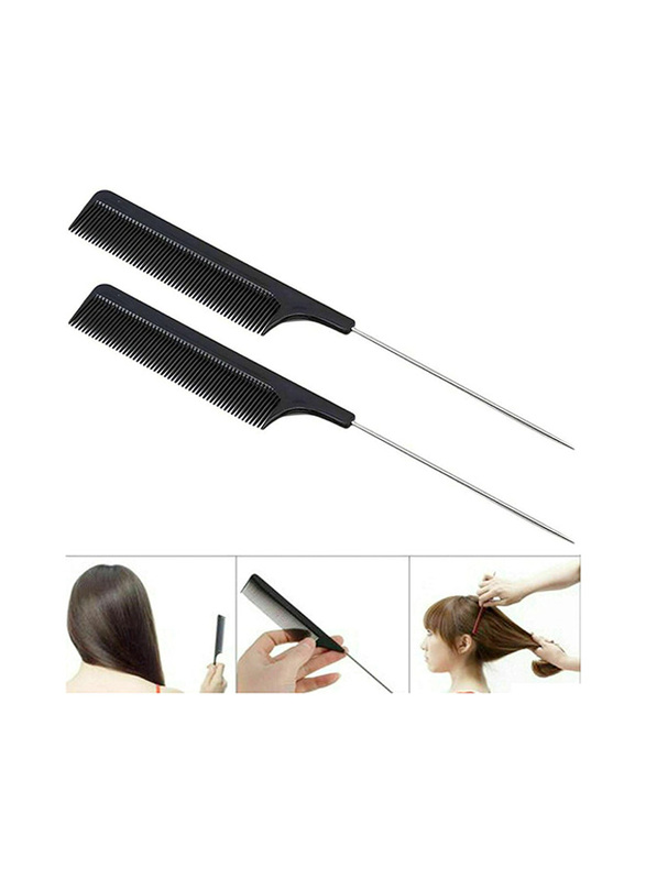 Saveandsave2016 Professional Fine Tooth Metal Rat Tail Comb Pin Hairdressing Hair Style, 2 Pieces