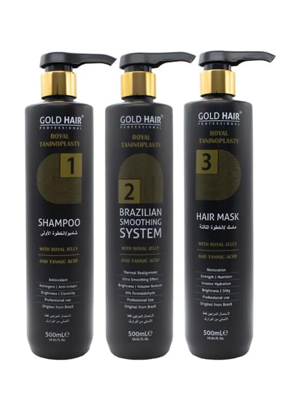 

Gold Hair Royal Taninoplasty Treatment Kit Smoothing for All Hair Types, 3 x 500ml