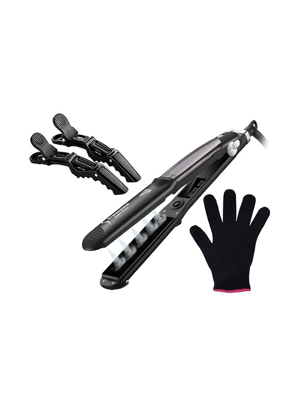 Professional Hair Straightener Steam Style Ceramic Tourmaline Vapor Steam, Matte Marron