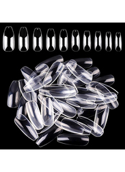 Sinana 10-Sizes Clear Square Tip Acrylic Nail Tips with Half Cover & Box, 500-Pieces, Clear