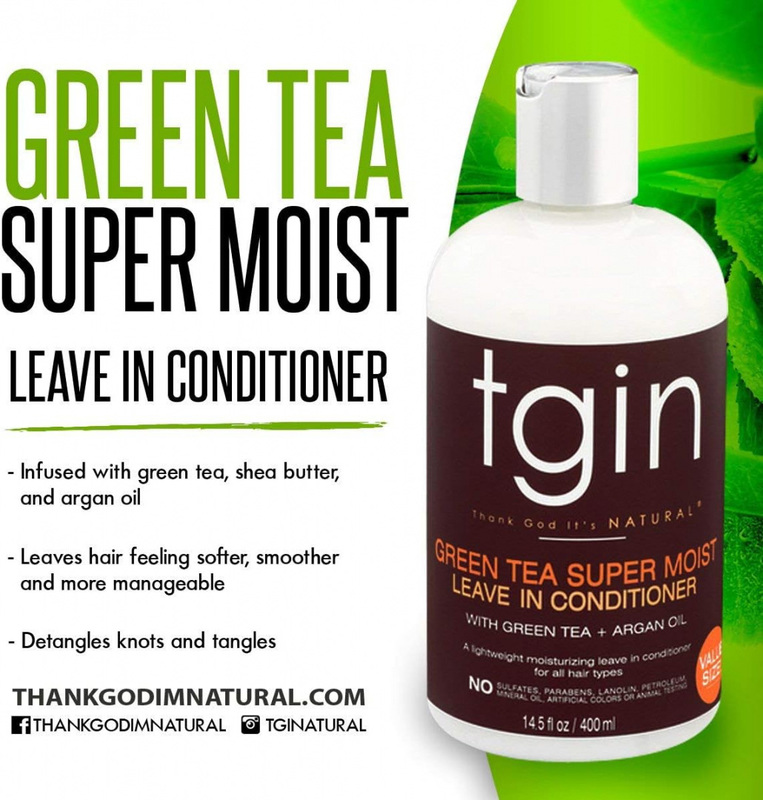 Tgin Green Tea Super Moist Leave-In Conditioner for Natural Hair, 13 oz