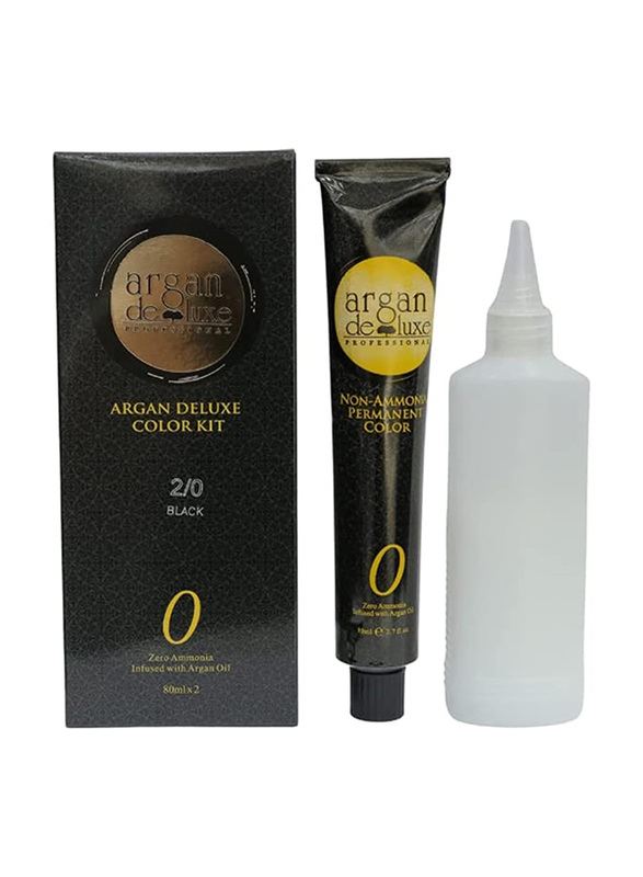 

Generic Argan De Luxe Developer Ammonia Free Permanent Hair Colour Kit, 2 x 80ml, 2.0 Black