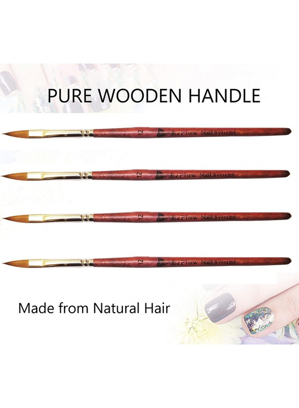 Wooden Handle Acrylic Nail Brush for Acrylic Powder Manicure Pedicure Application NO.12, Brown