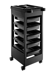 Saloniture Beauty Salon Rolling Trolley Cart with 5 Drawers, Black