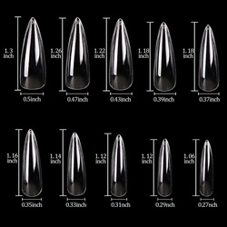 Long Stiletto Sharp False Nails, 500 Pieces, Clear