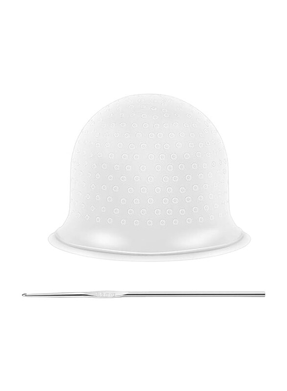

Frcolor Silicone Highlight Hair Coloring Dye Cap with Hook, White