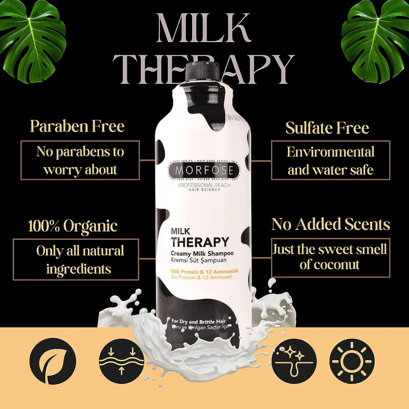 Morfose Milk Therapy Shampoo for All Type Hair, 1000ml