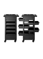 Saloniture Beauty Salon Rolling Trolley Cart with 5 Drawers, Black