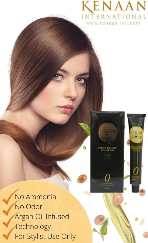 Argan De Luxe Ammonia Free Hair Permanent Colour Kit, 2 x 80ml, 4 Brown