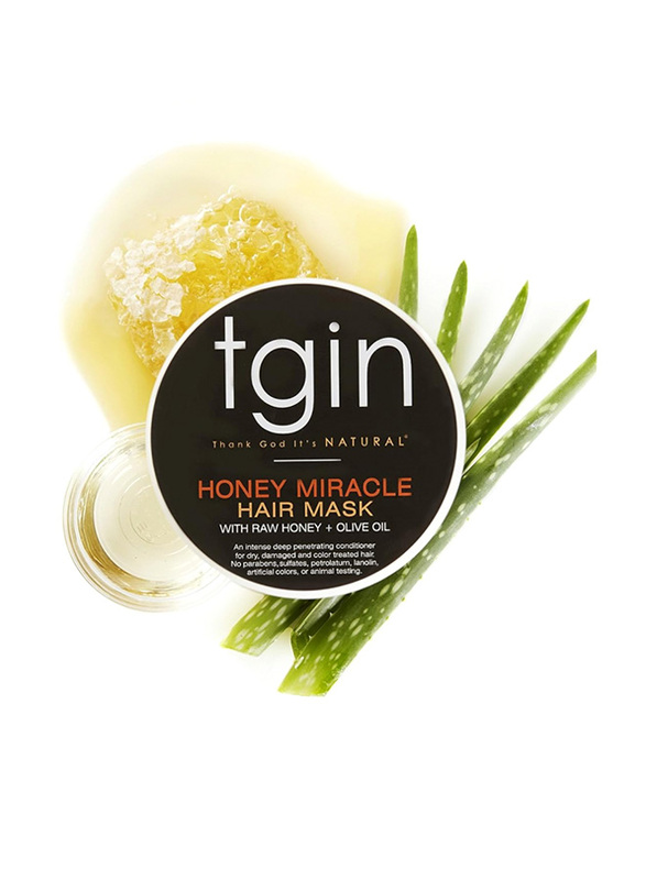 Tgin Honey Miracle Hair Mask Deep Conditioner With Raw & Olive Oil For Natural and Dry Curly Hair, 12 Oz