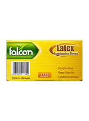 Falcon Natural Rubber Latex Examination Large Gloves, 100 Pieces